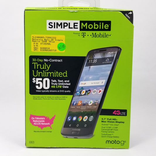 Motorola Moto G6 XT1925DL (Simple Mobile) 32GB Android Smartphone - Blue