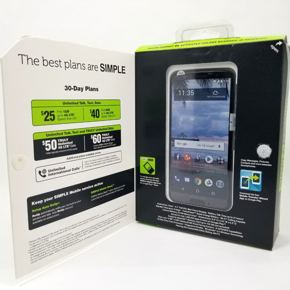 Motorola Moto G6 XT1925DL (Simple Mobile) 32GB Android Smartphone - Blue
