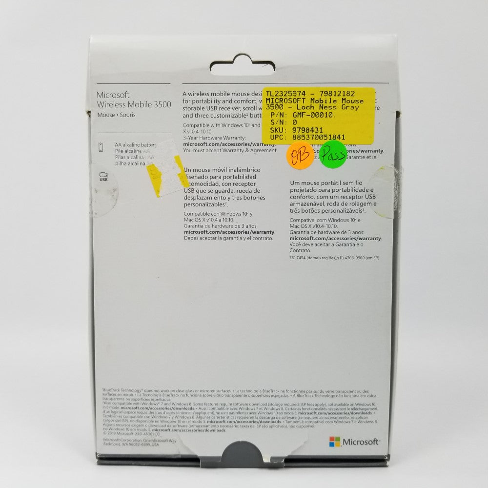 MICROSOFT Wireless Mobile Mouse 3500 GMF-00010 Model 1517 - Loch Ness Gray