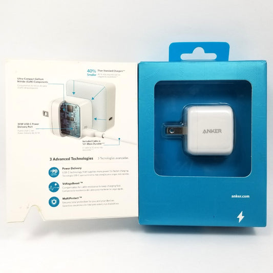 ANKER PowerPort Atom PD 1 (30W) with 6ft USB-C to USB-C Cable - White