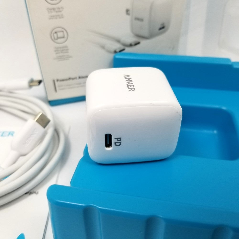 ANKER PowerPort Atom PD 1 (30W) with 6ft USB-C to USB-C Cable - White