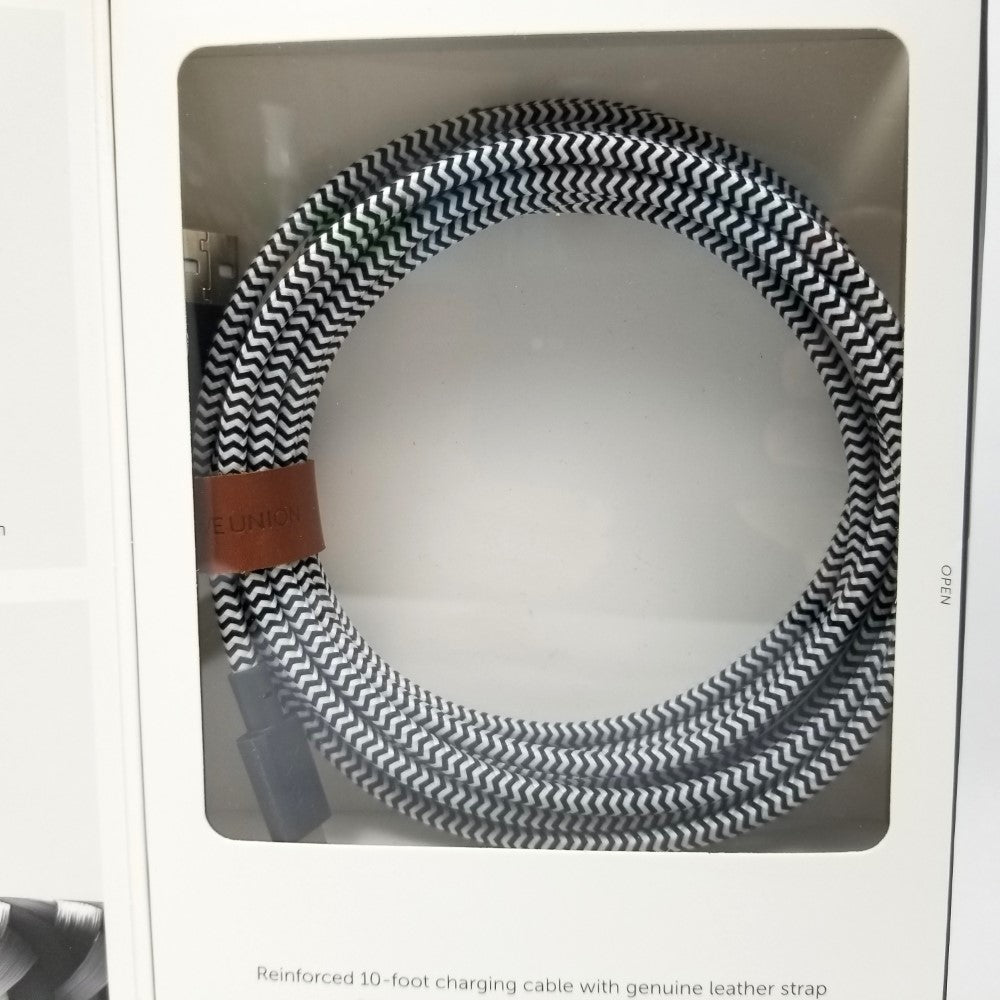 NATIVE UNION Apple MFi Certified Braided 10ft Lightning to USB-A Charging Sync Cable - Zebra