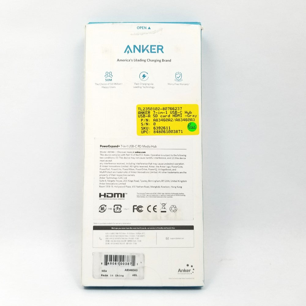 ANKER 7-in-1 USB Type-C Hub USB-A SD card HDMI Model A8346 - Gray