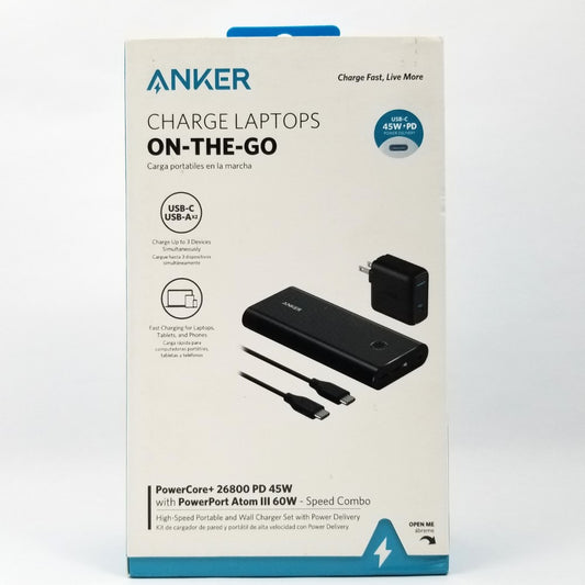ANKER PowerCore+ 26800 PD (45W) with Powerport Atom III 60W USB-C Power Bank - Black