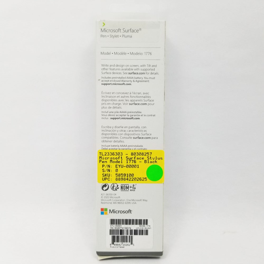Microsoft Surface Pro Stylus Pen EYU-00001 Model 1776 - Black