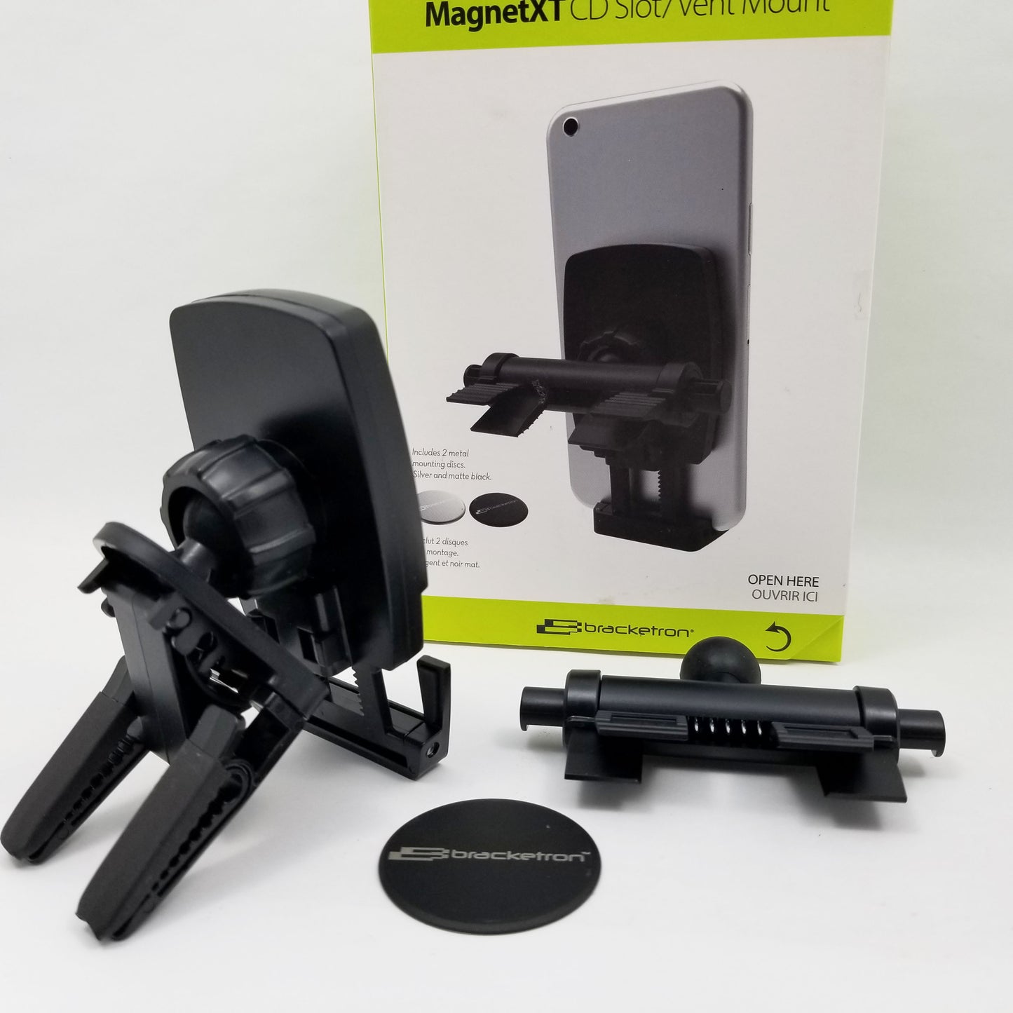 BRACKETRON MagnetXT CD slot or Vent mount Magnetic Holder for Mobile Phones BT1-984-2 - Black