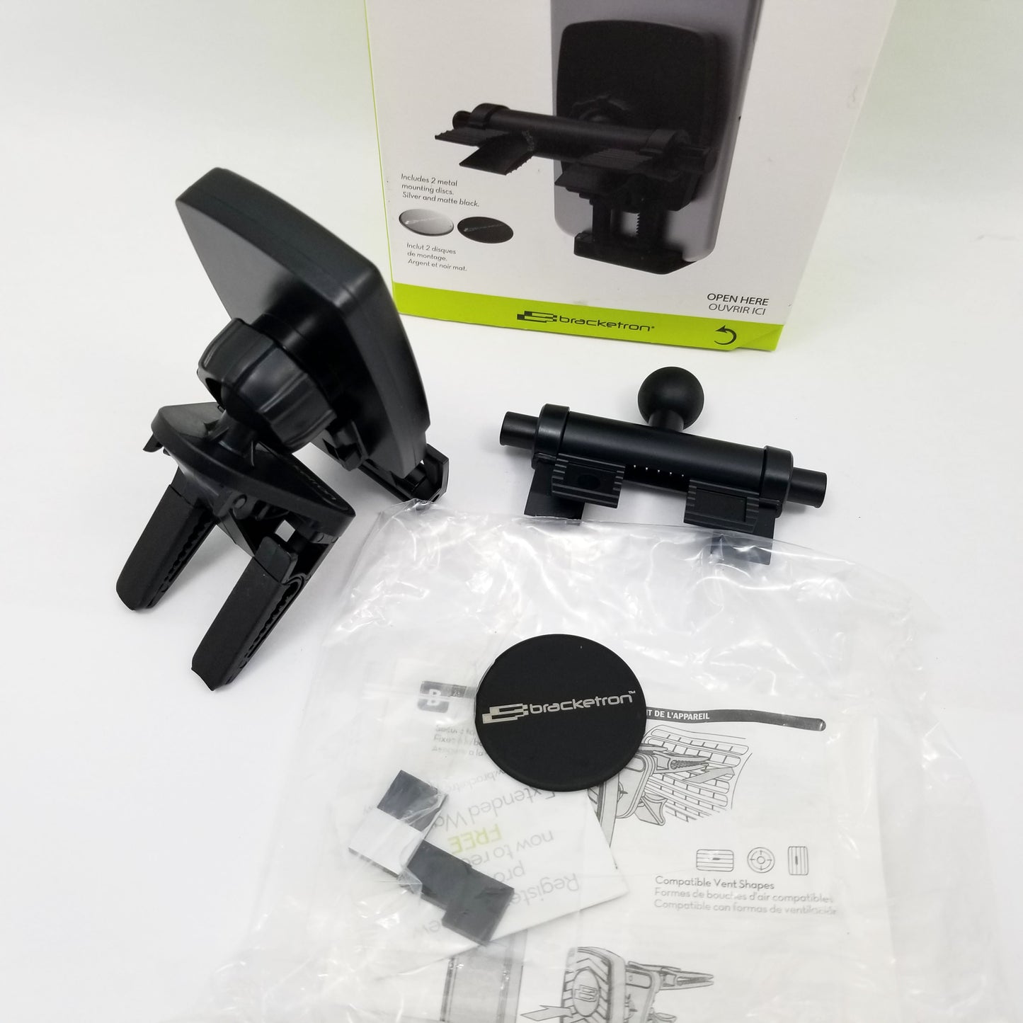 BRACKETRON MagnetXT CD slot or Vent mount Magnetic Holder for Mobile Phones BT1-984-2 - Black