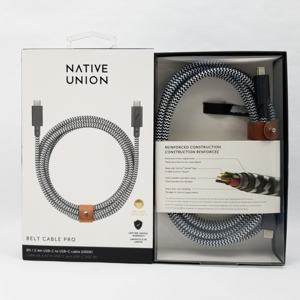 NATIVE UNION 8' Woven USB-C Cable - Black/White