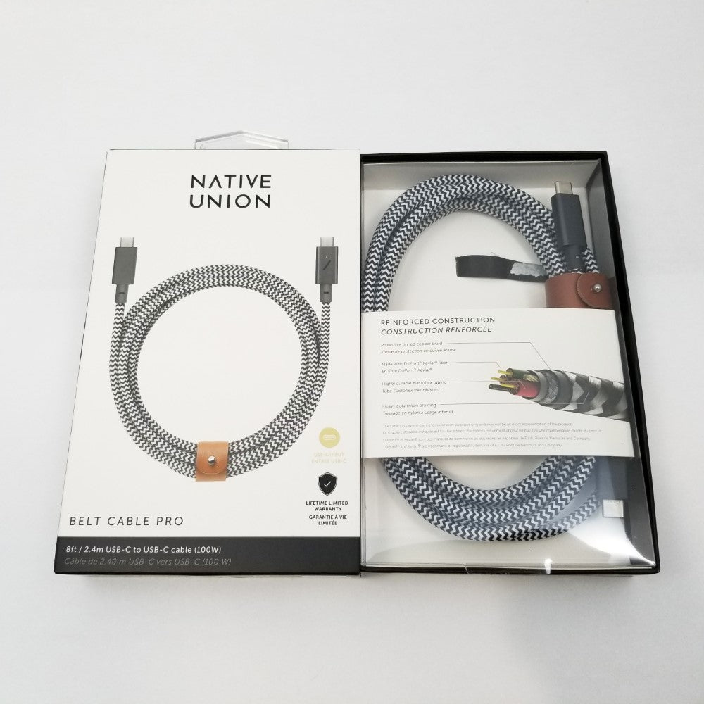 NATIVE UNION 8' Woven USB-C Cable - Black/White