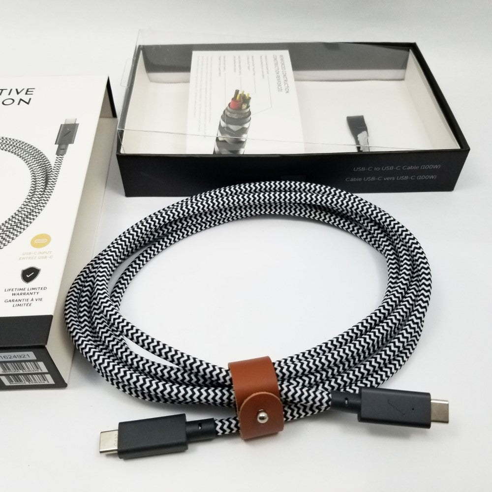 NATIVE UNION 8' Woven USB-C Cable - Black/White