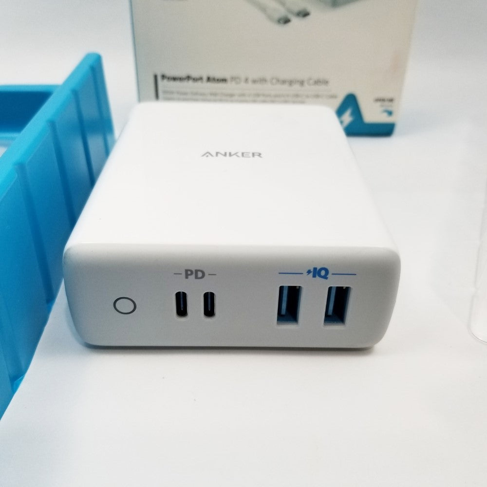 ANKER PowerPort Atom PD 4 100W with 6ft USB-C Cable USB-A Fast Charger - White