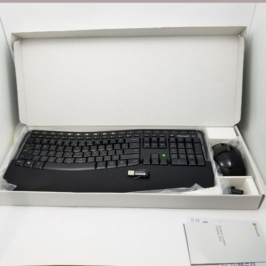 MICROSOFT Wireless Comfort Desktop 5050 Curved Keyboard & Mouse PP4-00001 Model 1728 - Black