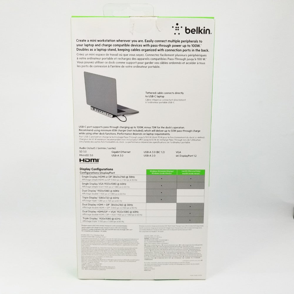 BELKIN USB-C 11-in-1 Multiport Dock Adapter - Gray
