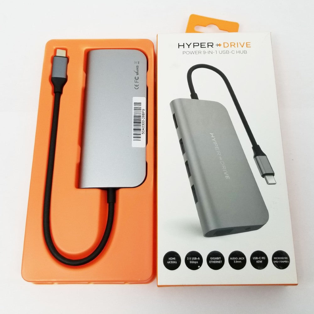 HYPER HyperDrive 9-Port Universal USB-C Hub - USB-C Docking Station for Laptops - Space Gray