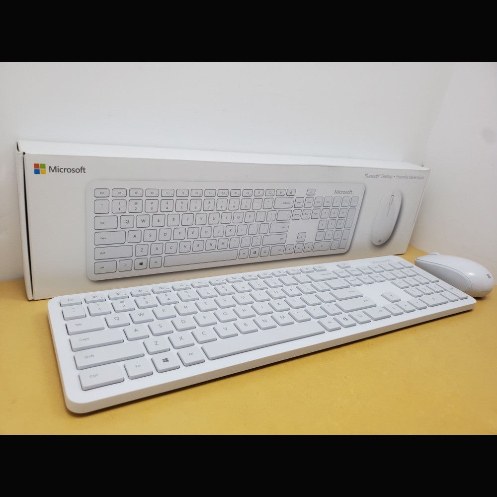 White Microsoft Wireless Bluetooth Keyboard and Mouse set