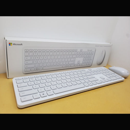 White Microsoft Wireless Bluetooth Keyboard and Mouse set