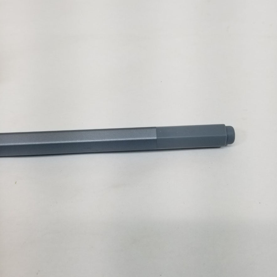Rubber tip on gray stylus pen on a white background