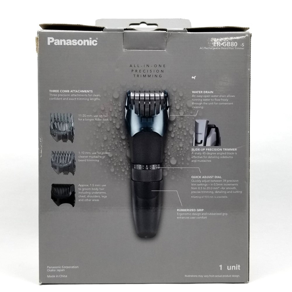PANASONIC Men’s All-in-One Facial Beard Body Hair Groomer ER-GB80 - Silver