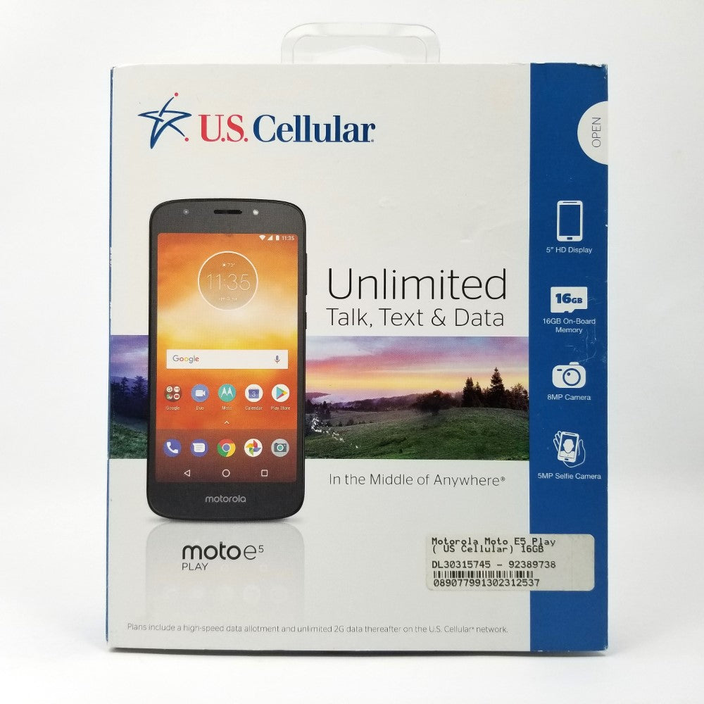 MOTOROLA Moto E5 Play (US Cellular) 16GB Prepaid Android Smartphone - Black