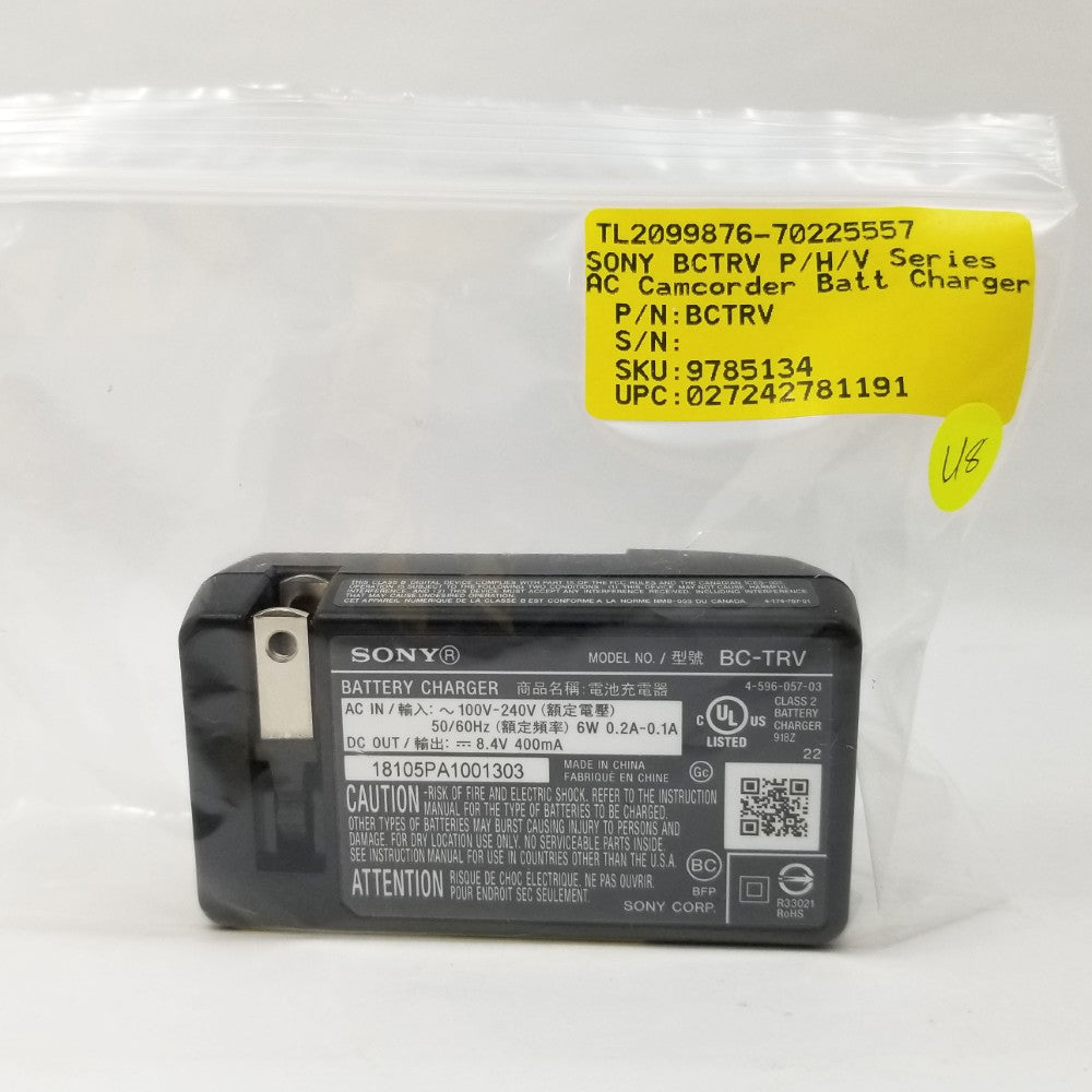 Genuine SONY BC-TRV P/H/V Series AC Camcorder Travel Battery Charger - Black