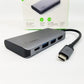 Belkin USB-C hub with Male plug and multiple ports on a white background