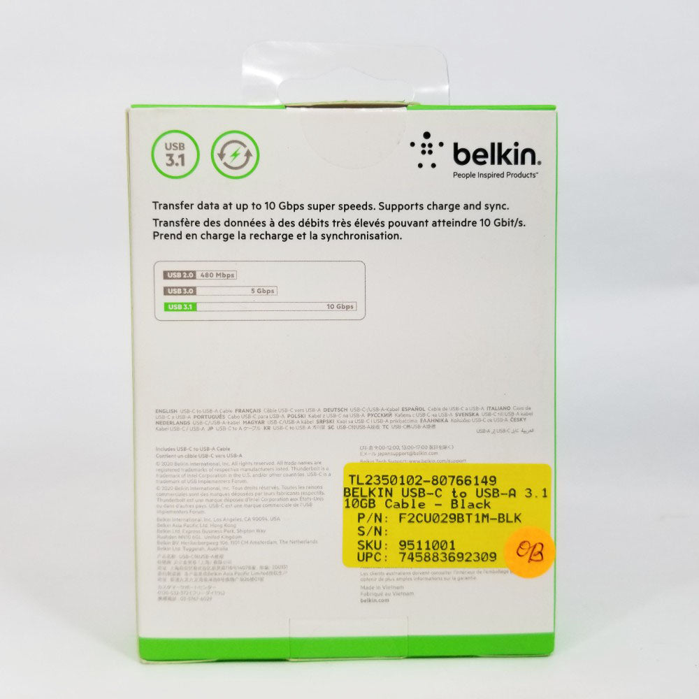 Belkin USB-C to USB-A 3.1 adapter packaging on a white background
