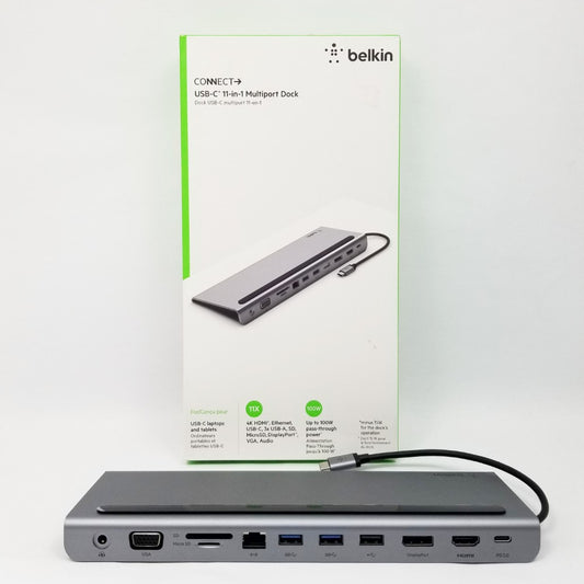 BELKIN USB-C 11-in-1 Multiport Dock Adapter - Gray