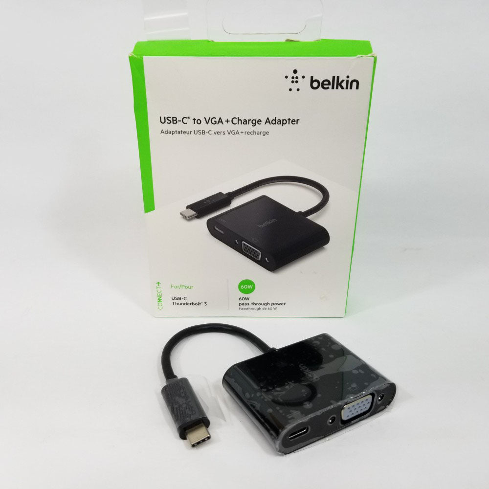 VGA to USB adapter in front of retail packaging on a white background