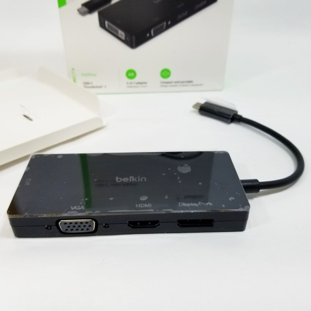 Belkin USB-C hub with multiple ports on a white background
