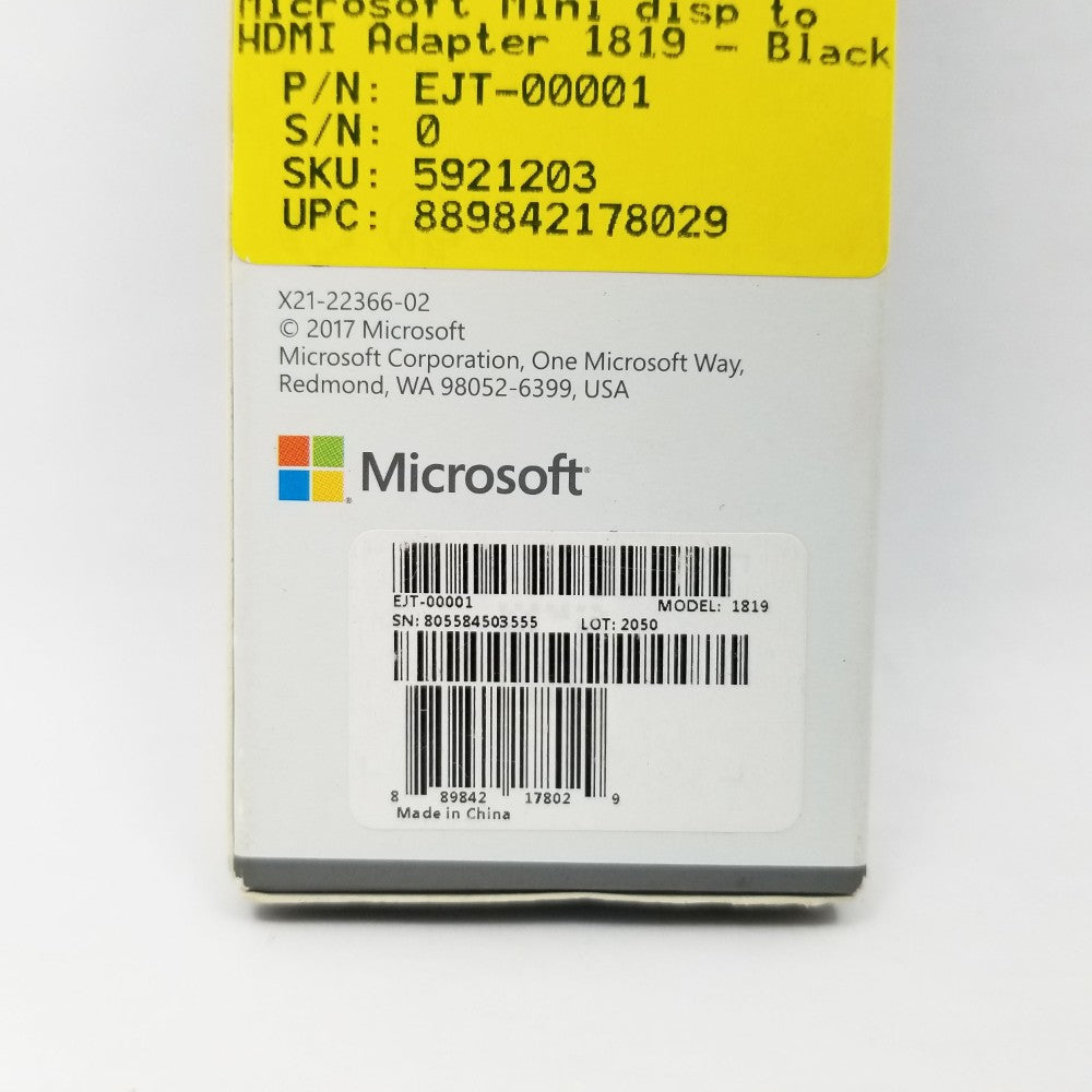 Microsoft surface pro mini display port to HDMI 2.0 adapter, barcode label