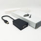 VGA adapter next to retail packaging on a white background