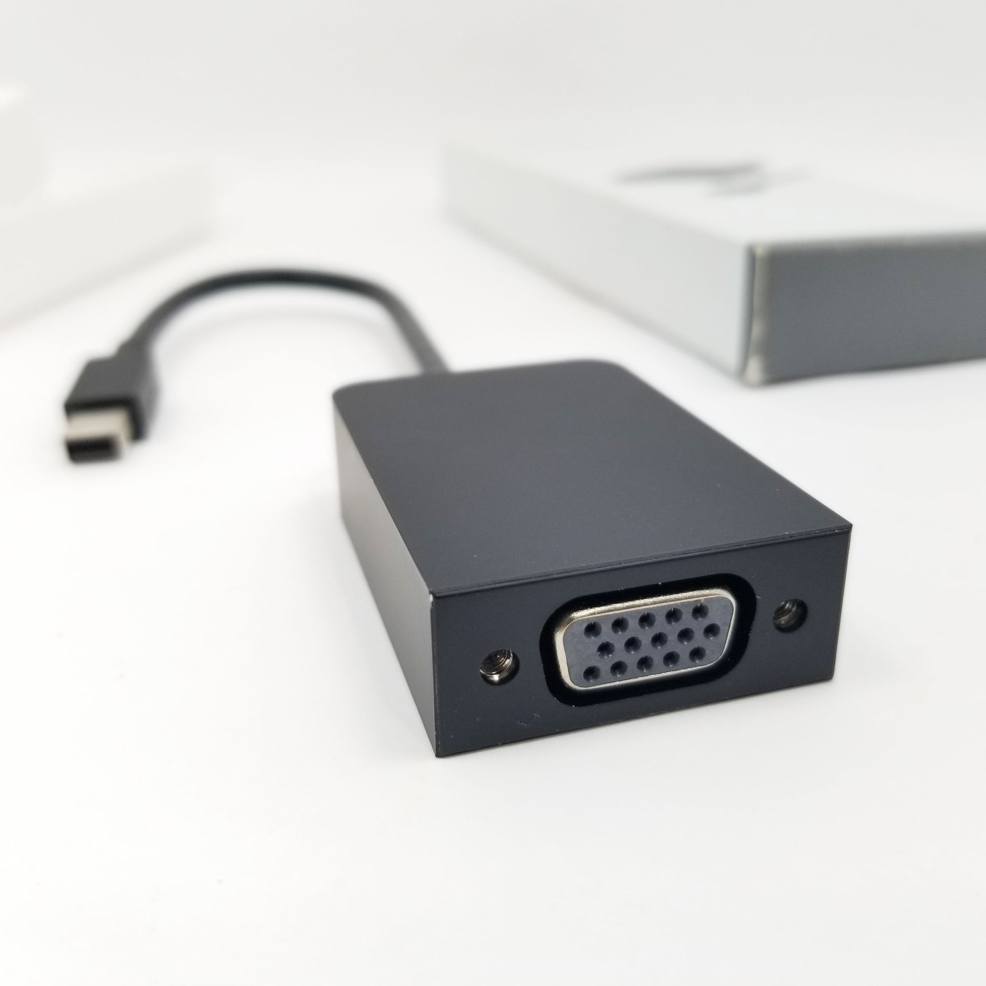 Close-up VGA adapter port on a white background