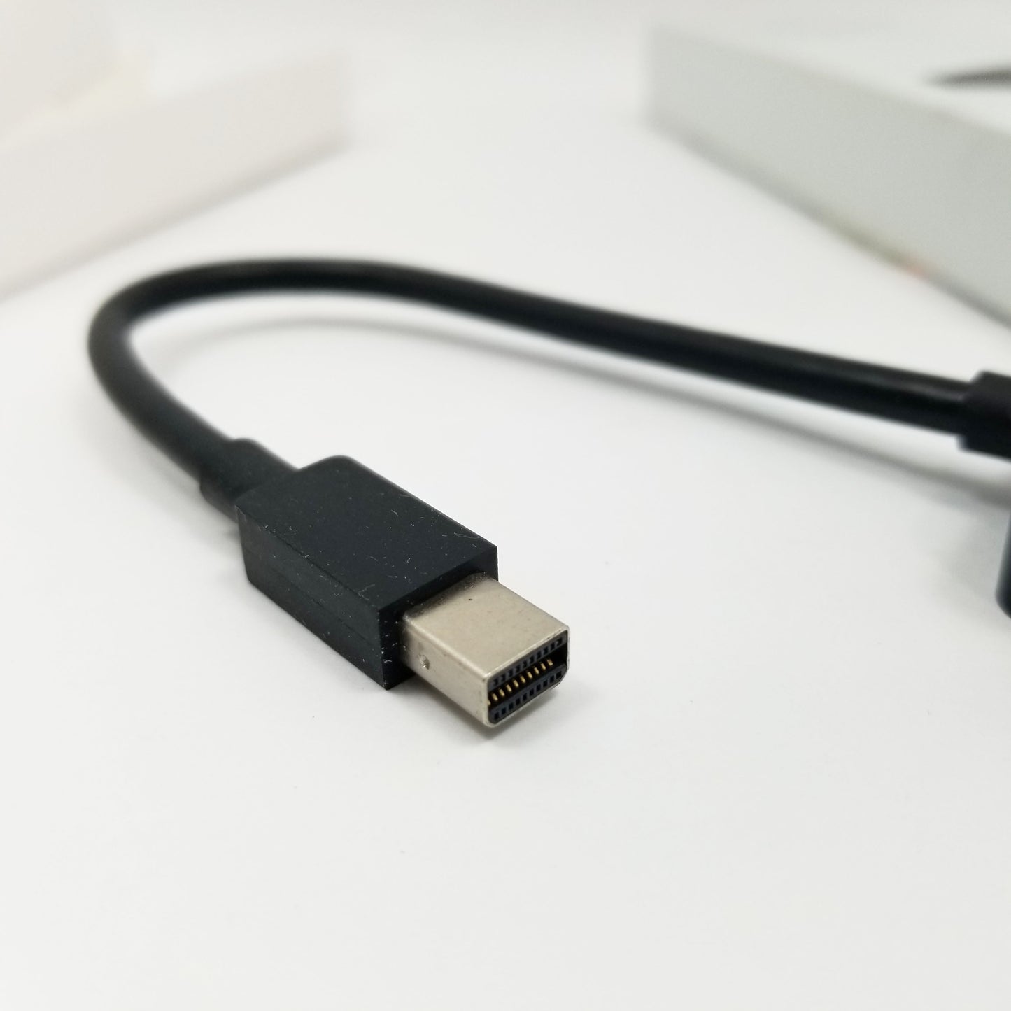 Close up mini display port on white background