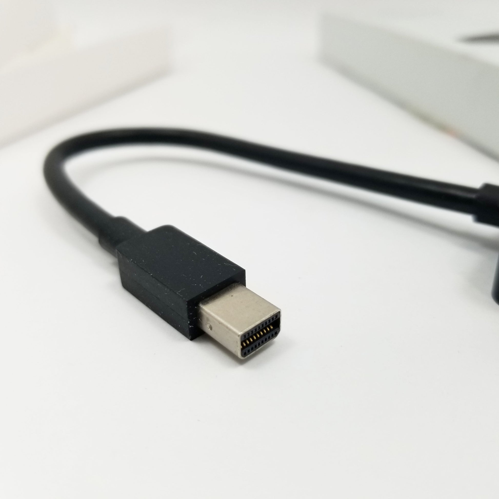 Close up mini display port on white background