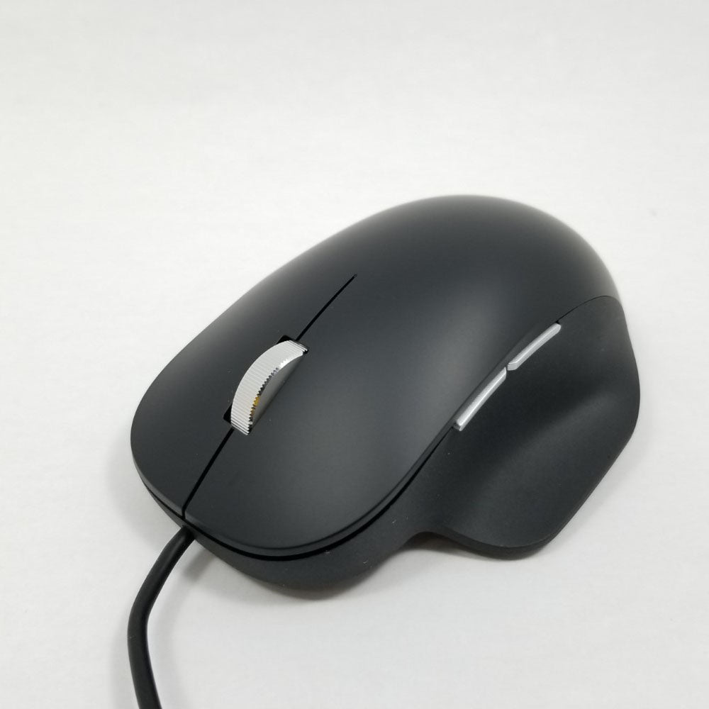 Black computer mouse on a white background