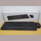 Microsoft Wireless Desktop 850 Keyboard and Mouse set in black, displayed alongside their packaging.