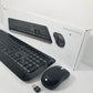Black Microsoft Wireless Desktop 850 Keyboard, Mouse and wireless receiver with packaging.