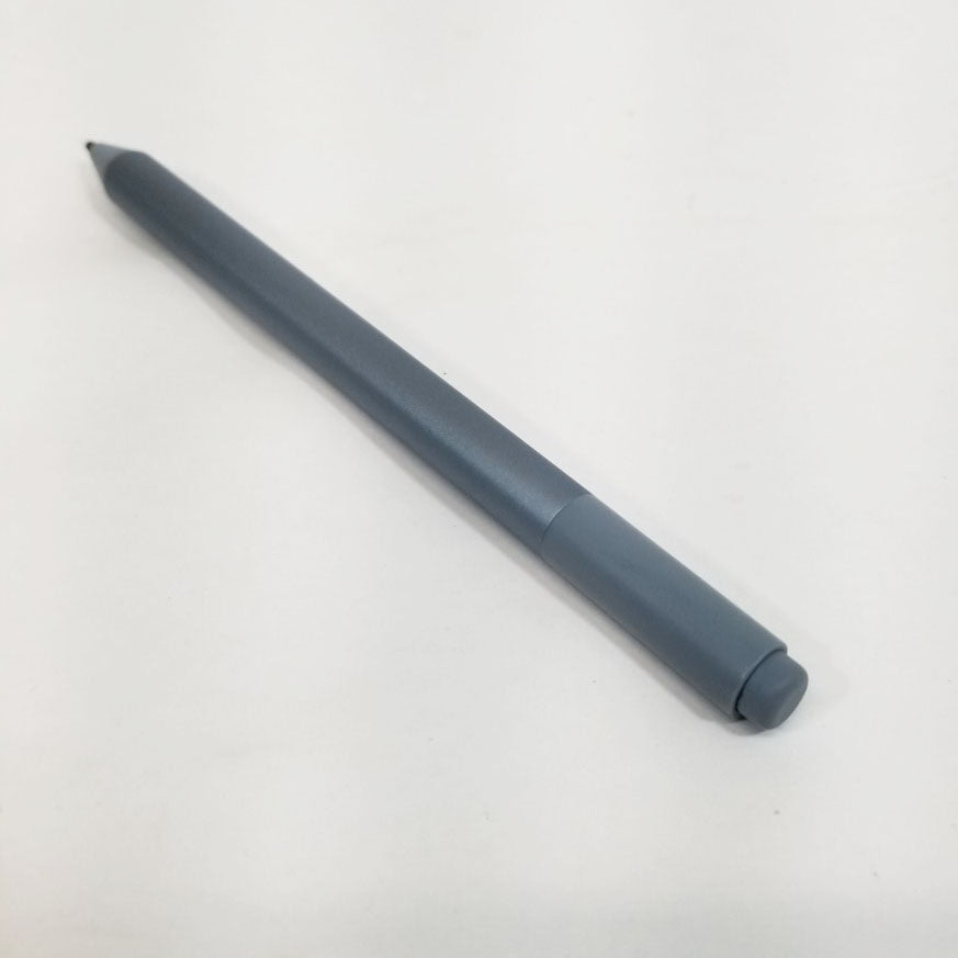Rubber tip on gray stylus pen on a white background
