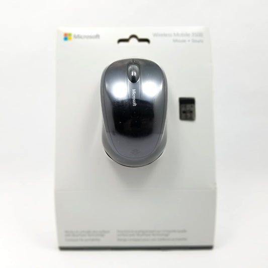 Front facing packaging showing mouse and receiver.