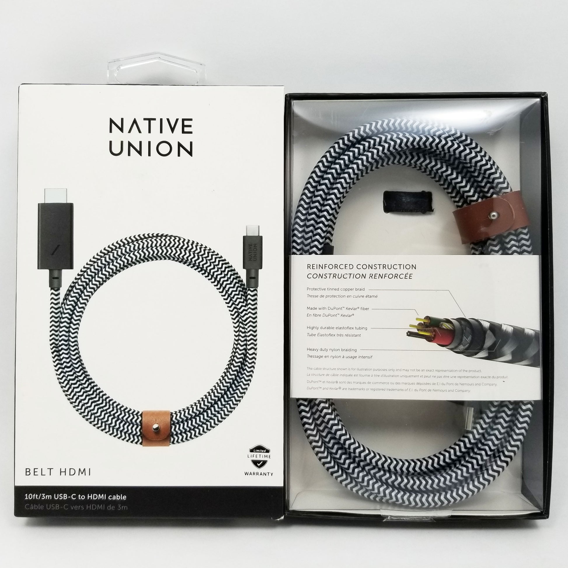 Native Union HDMI cable in original packaging front face.