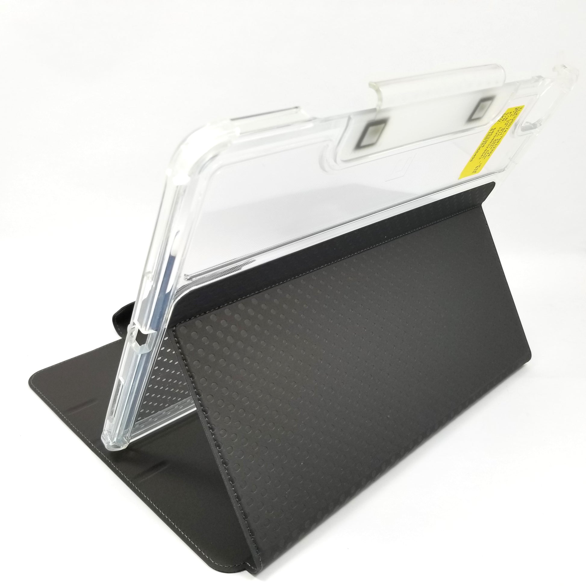UAG Lucent case unfolded in stand position showing back side of case.