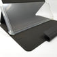 Close up of UAG lucent case showing transparent tablet holder and dark cover.
