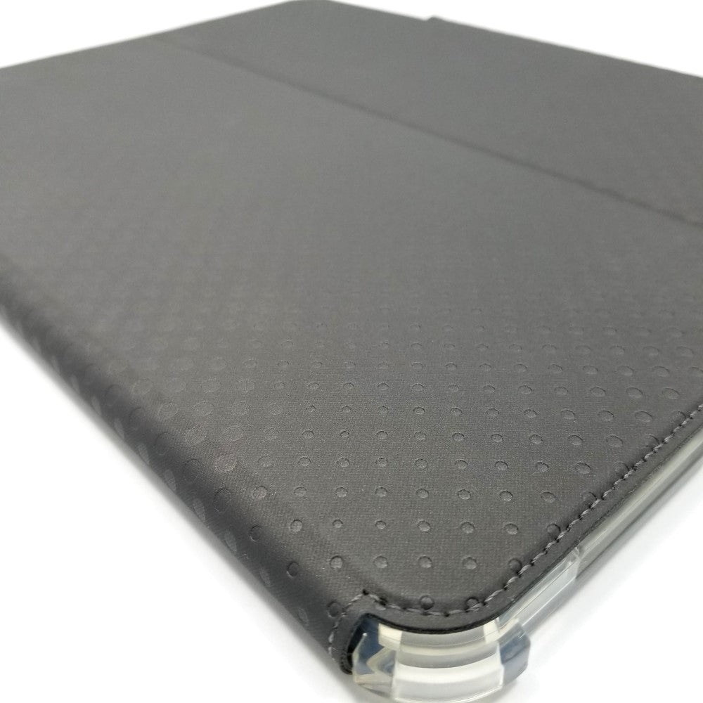 Close up of pone fabric corner on UAG Lucent case lying on a white surface.